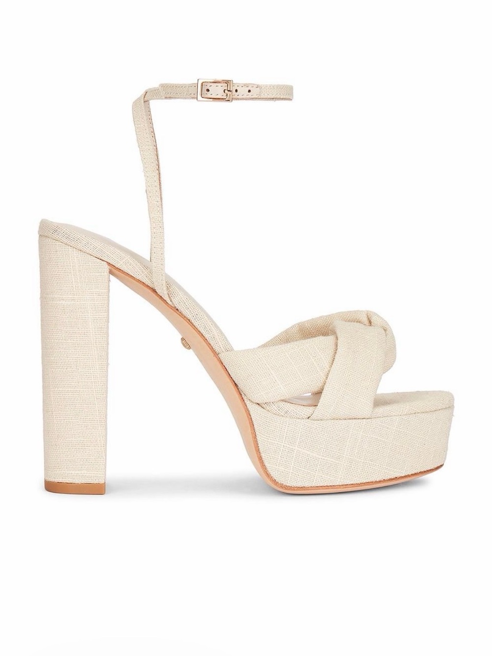 RAYE Cayden Natural Linen Bow Platform Heels Sandals Size 8